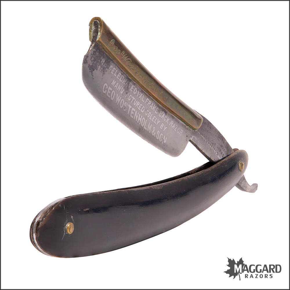 #1069 Vintage Straight Razor - George Wostenholm Frameback 7/8" - Image 3