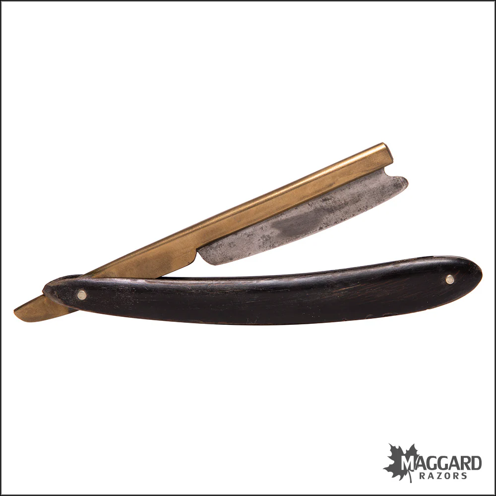 #1073 Vintage Straight Razor - Joseph Elliot Brass Frameback - Image 4