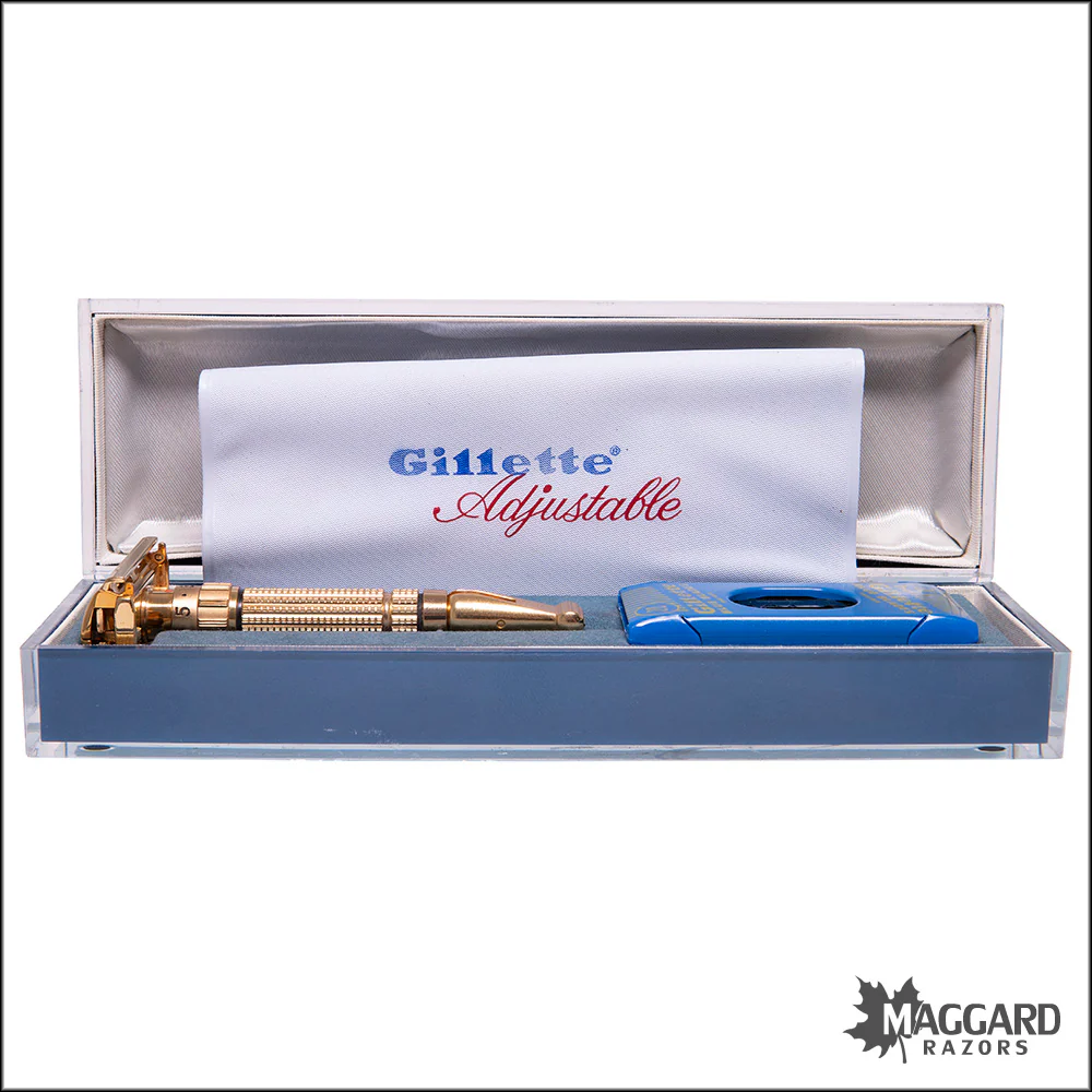 #1102 Gillette Gold Toggle Adjustable Razor, Cased, 1958 - Image 6