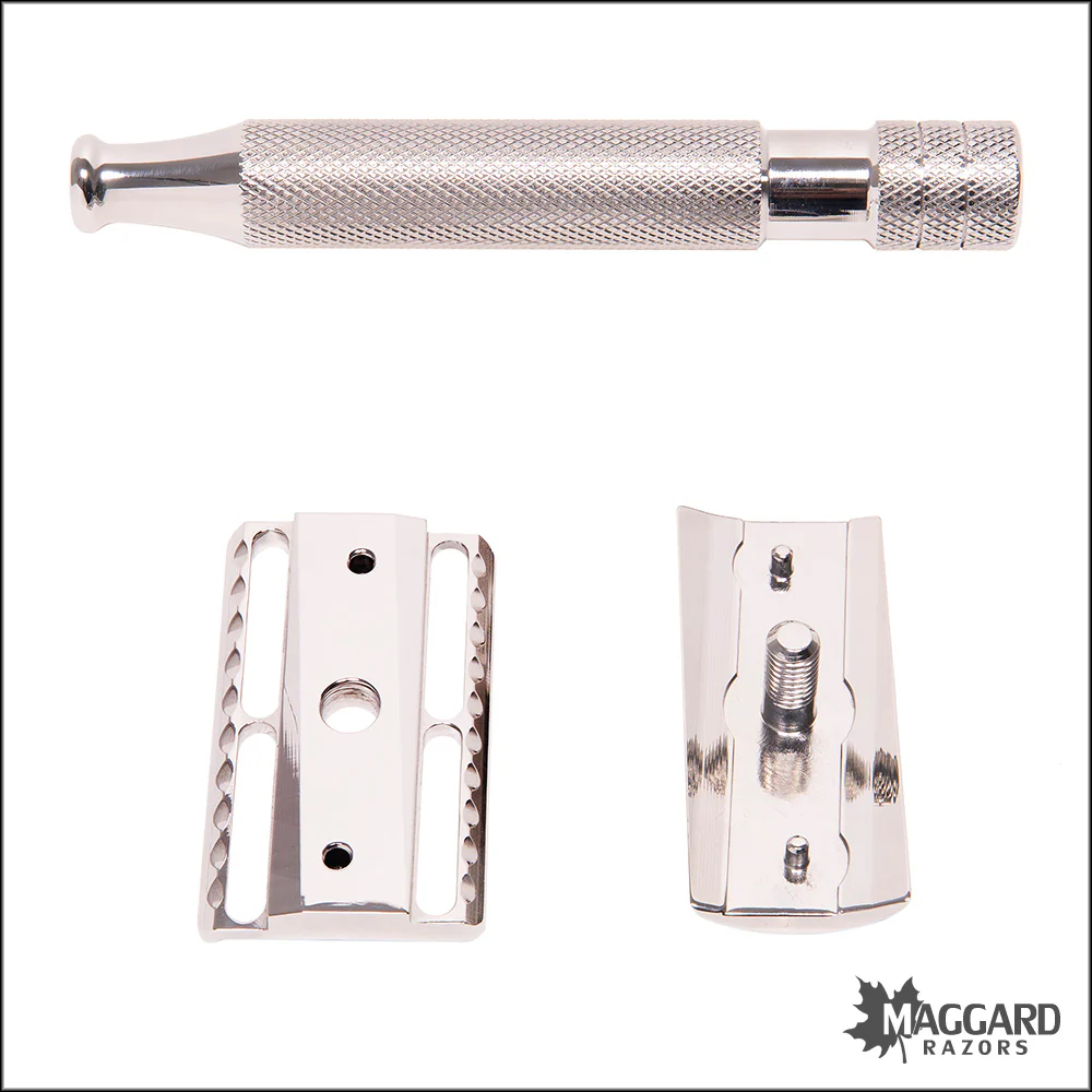Above the Tie S1 Slant Stainless Steel Closed Comb DE Safety Razor with 90mm Handle, Polished Finish - Image 3