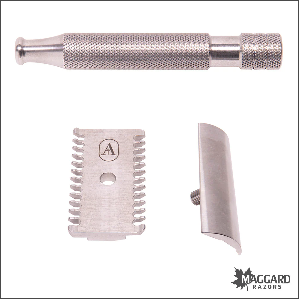 Above the Tie S1 Slant Stainless Steel Open Comb DE Safety Razor with 90mm Handle, Classic Finish - Image 4
