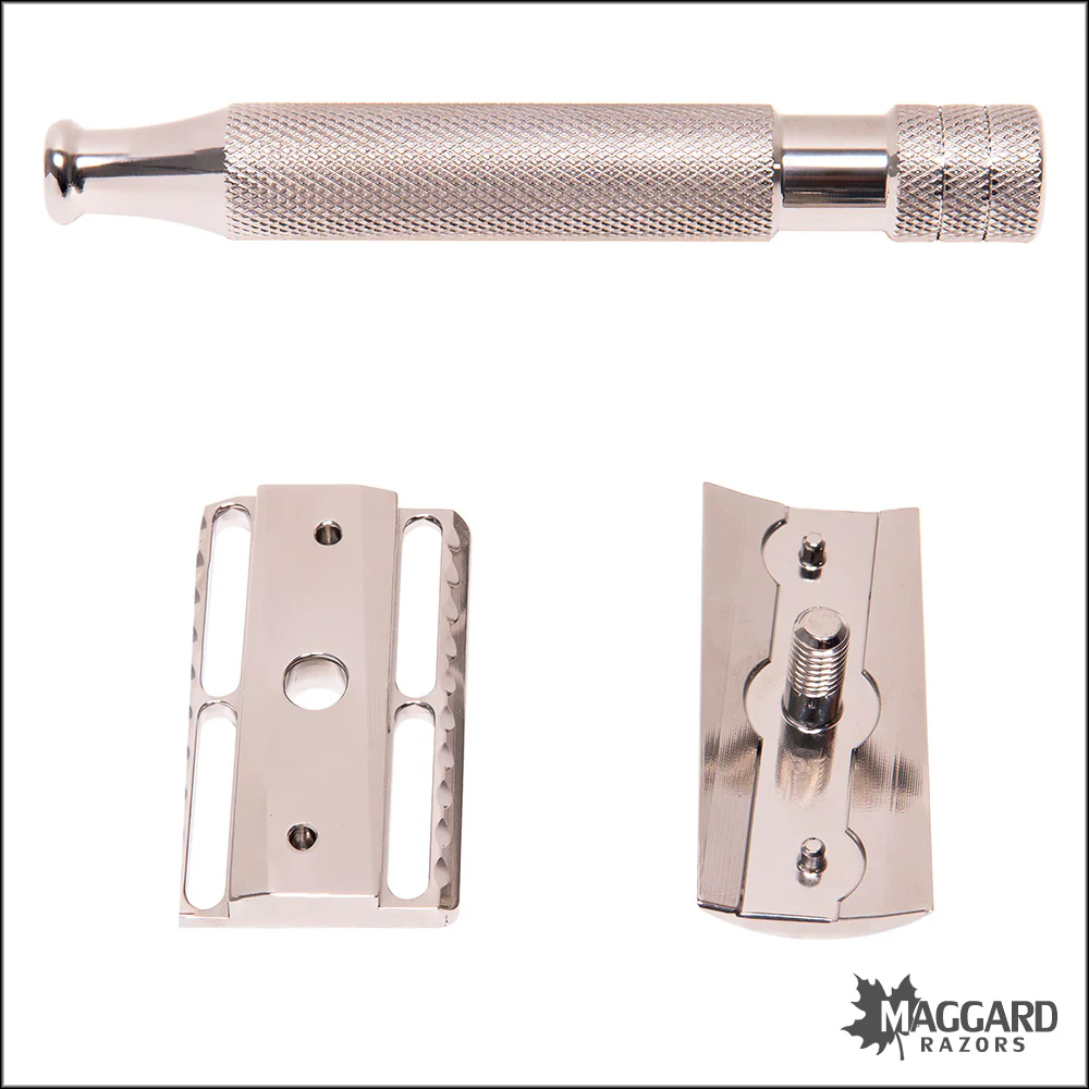 Above the Tie S1 Slant Titanium Closed Comb DE Safety Razor with 90mm Handle, Polished Finish - Image 3