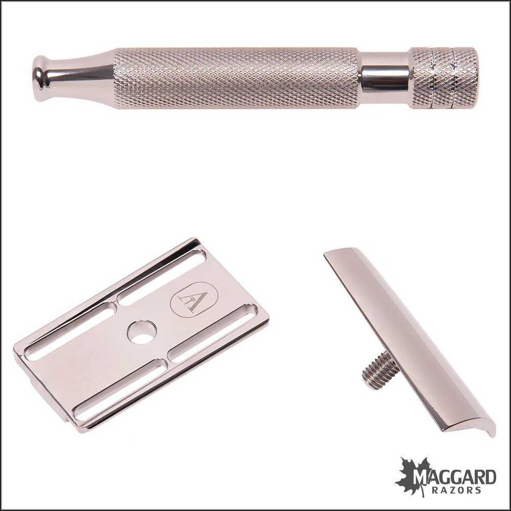 Above the Tie S1 Slant Titanium Closed Comb DE Safety Razor with 90mm Handle, Polished Finish - Image 4