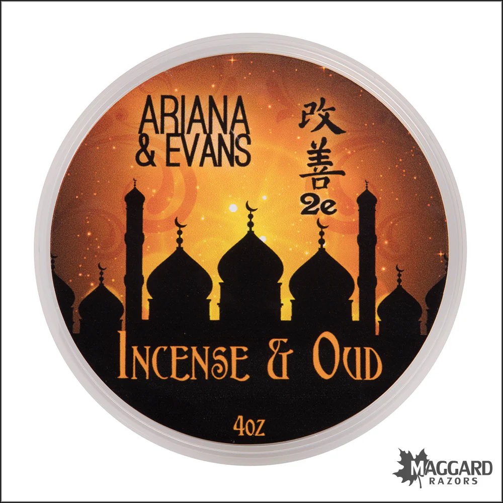 Ariana and Evans Incense and Oud Artisan Shaving Soap, 4oz - Kaizen 2e Base