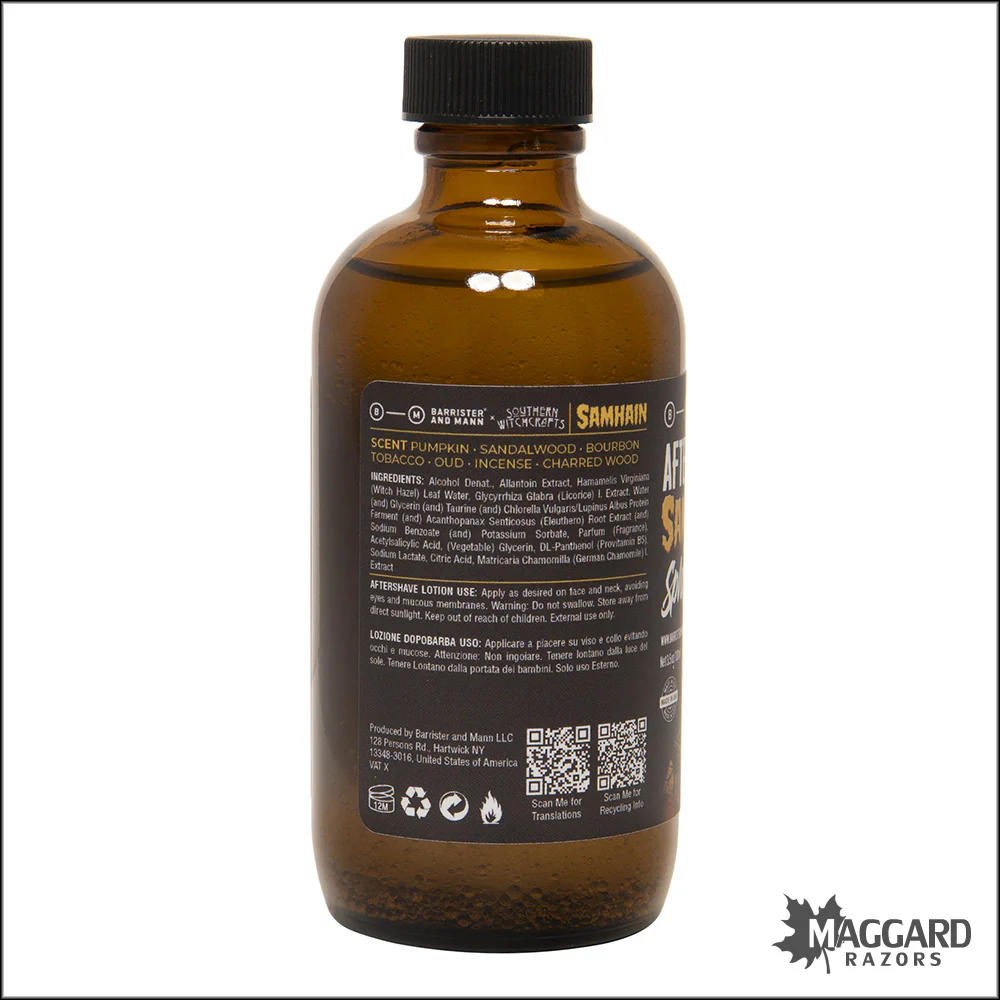 Barrister and Mann Samhain Aftershave Splash, 3.5oz - Seasonal Release - Image 2