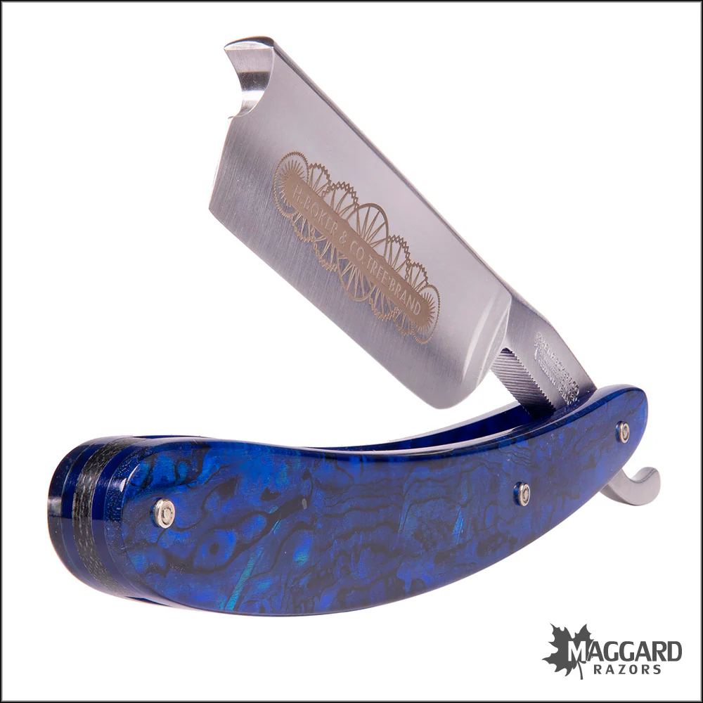 Boker 140557 Blue Shell 7/8 Square Point Straight Razor, Professionally Honed - Image 3