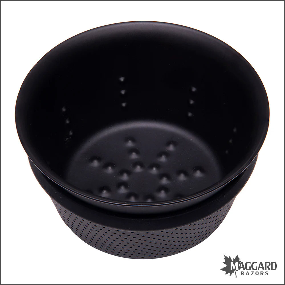 Byron Shaving Company Lather Genie Stainless Steel Lather Bowl with Silicone Comfort Grip, Black - Image 2