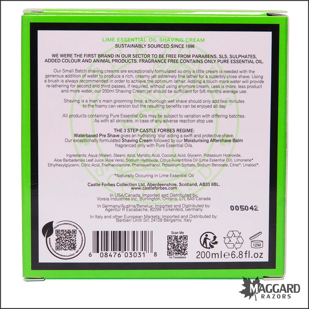 Castle Forbes Lime Essential Oil Shaving Cream, 200ml - Image 3