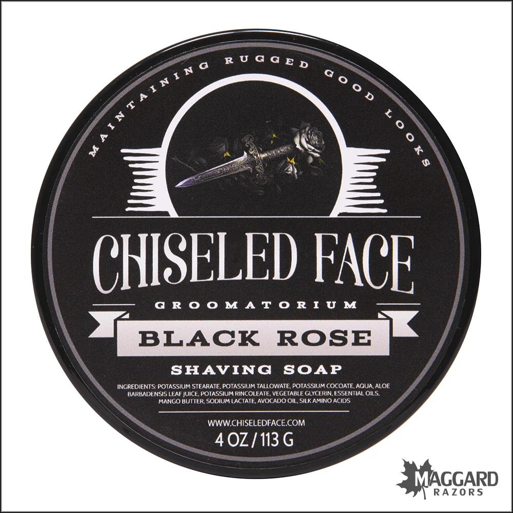 Chiseled Face Black Rose Tallow Shaving Soap, 4oz