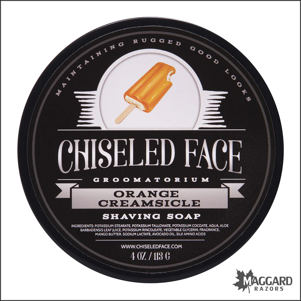 Chiseled Face Orange Creamsicle Tallow Shaving Soap, 4oz - with Menthol