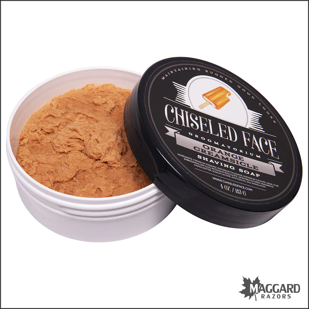 Chiseled Face Orange Creamsicle Tallow Shaving Soap, 4oz - with Menthol - Image 2