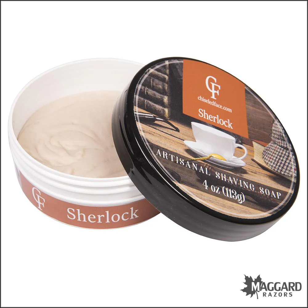Chiseled Face Sherlock Artisan Shaving Soap, 4oz - Silk Tallow Base - Image 2
