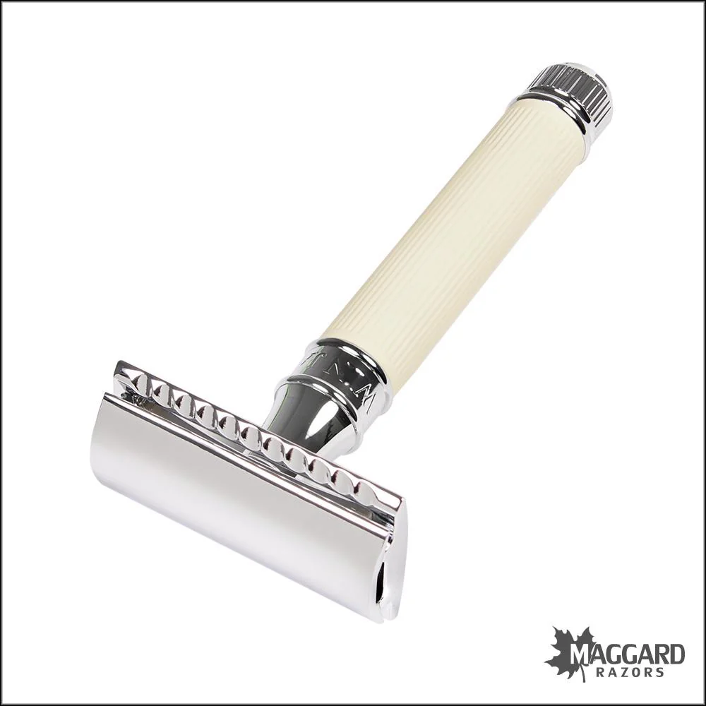 Edwin Jagger DE87RC14bl Ivory Rubber Coated DE Safety Razor