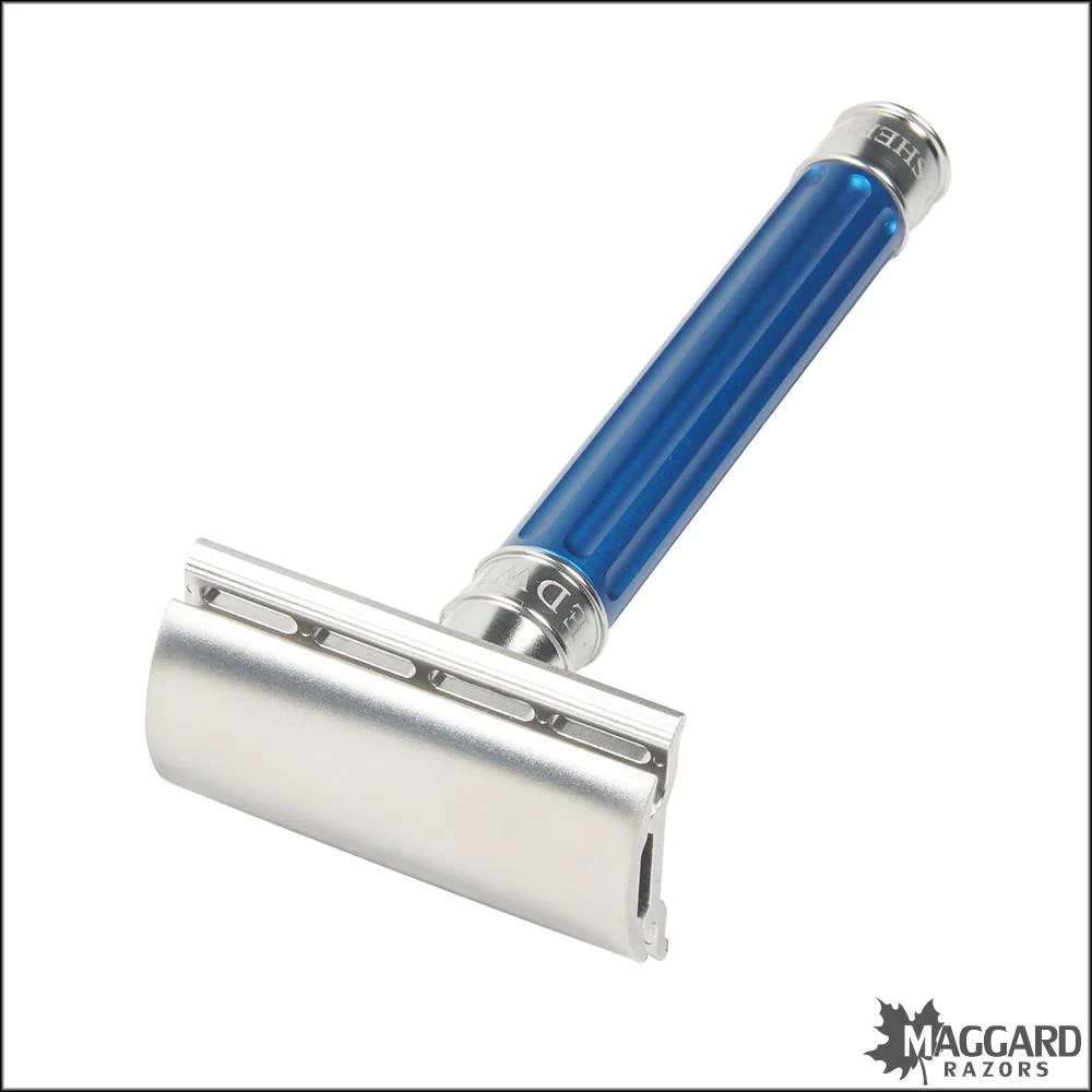 Edwin Jagger DESSGA3BL 3ONE6 Stainless Steel Blue Handle DE Safety Razor