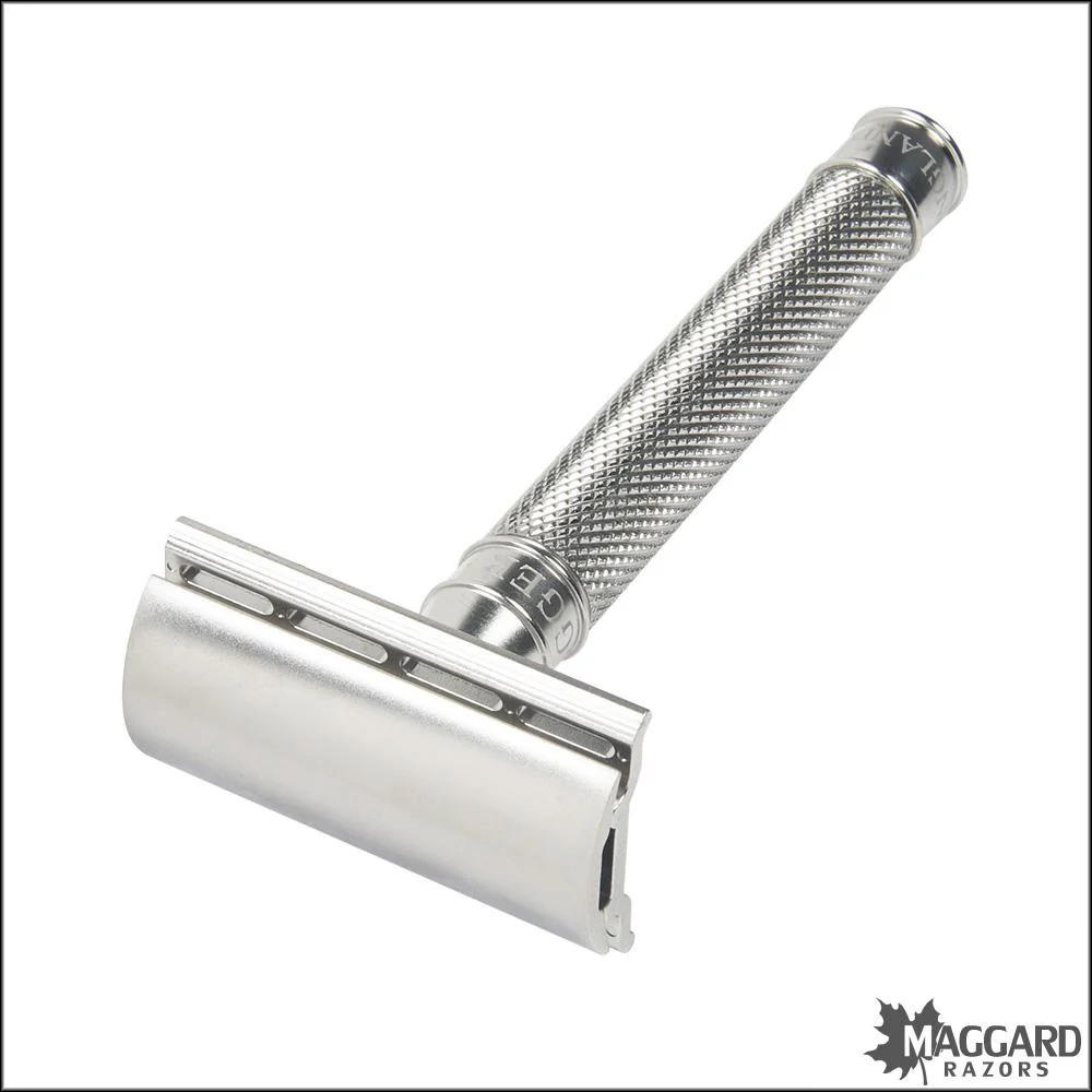 Edwin Jagger DESSKNBL 3ONE6 Stainless Steel Knurled DE Safety Razor