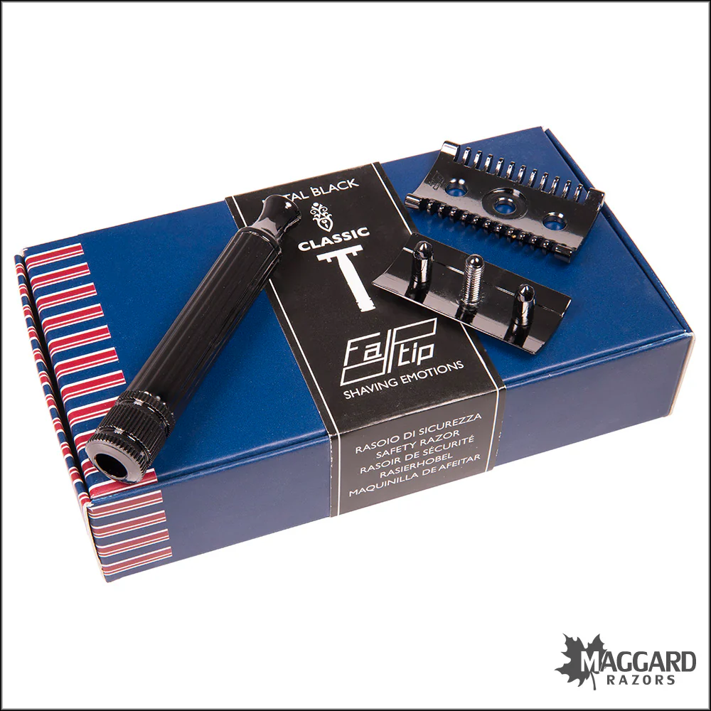 Fatip Classic Grande Open Comb Black Metal Finish DE Safety Razor, #42109 - Image 4
