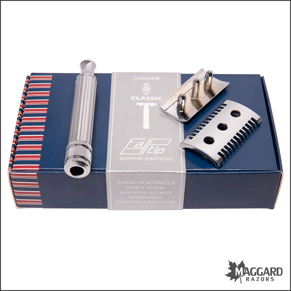 Fatip Classic Grande Open Comb Chrome Finish DE Safety Razor, #42107 - Image 3