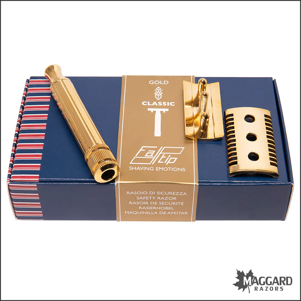 Fatip Classic Grande Open Comb Gold Finish DE Safety Razor, #42115 - Image 3