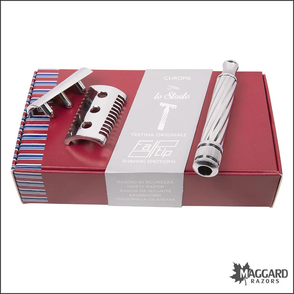 Fatip Classic Lo Storto Chrome Slant Open Comb DE Safety Razor, #42138 - Image 3