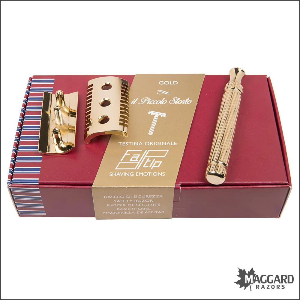 Fatip il Piccolo Storto Original Gold Slant, Open Comb DE Safety Razor, #42153 - Image 3