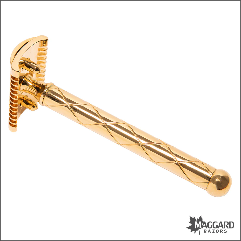 Fatip Retro Open Comb Gold Finish DE Safety Razor, #42119 - Image 2