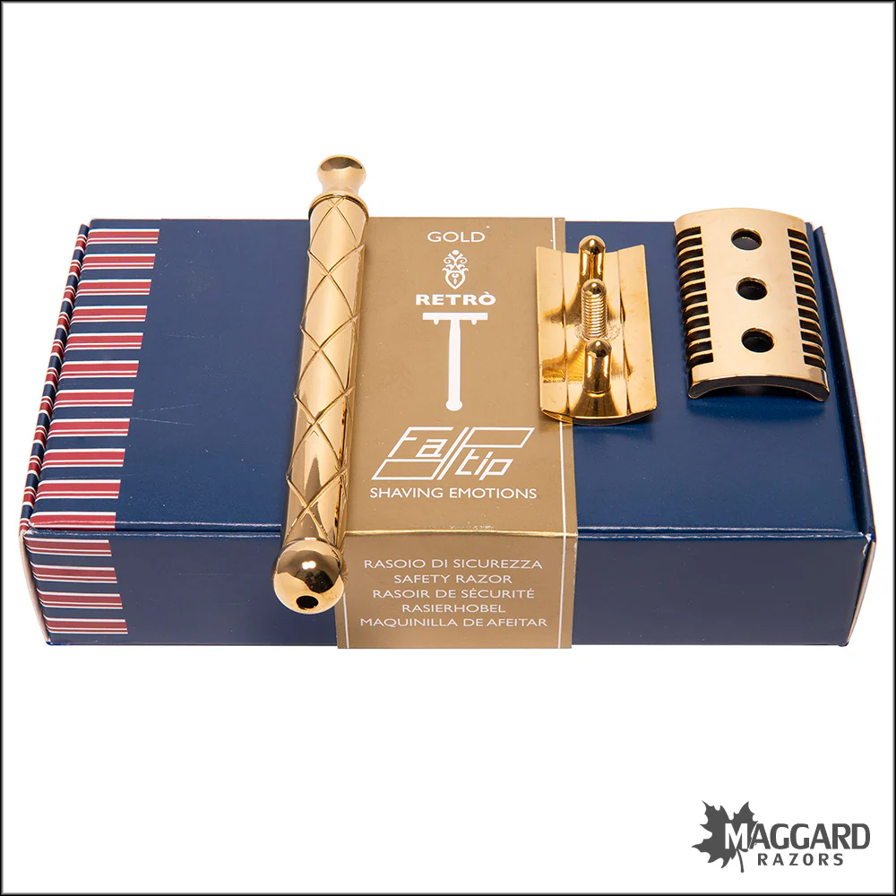 Fatip Retro Open Comb Gold Finish DE Safety Razor, #42119 - Image 3