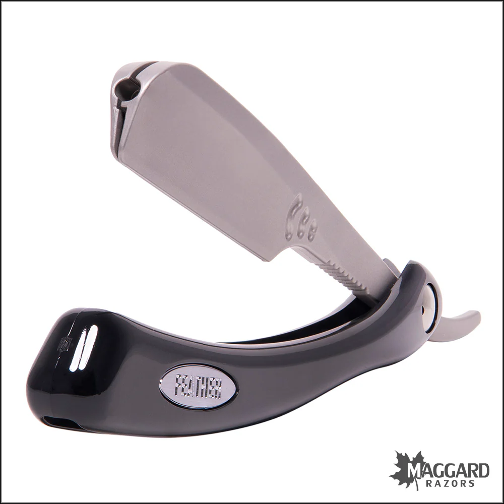Feather Artist Club SR Folding Straight Razor Shavette, Black Handle - Image 3