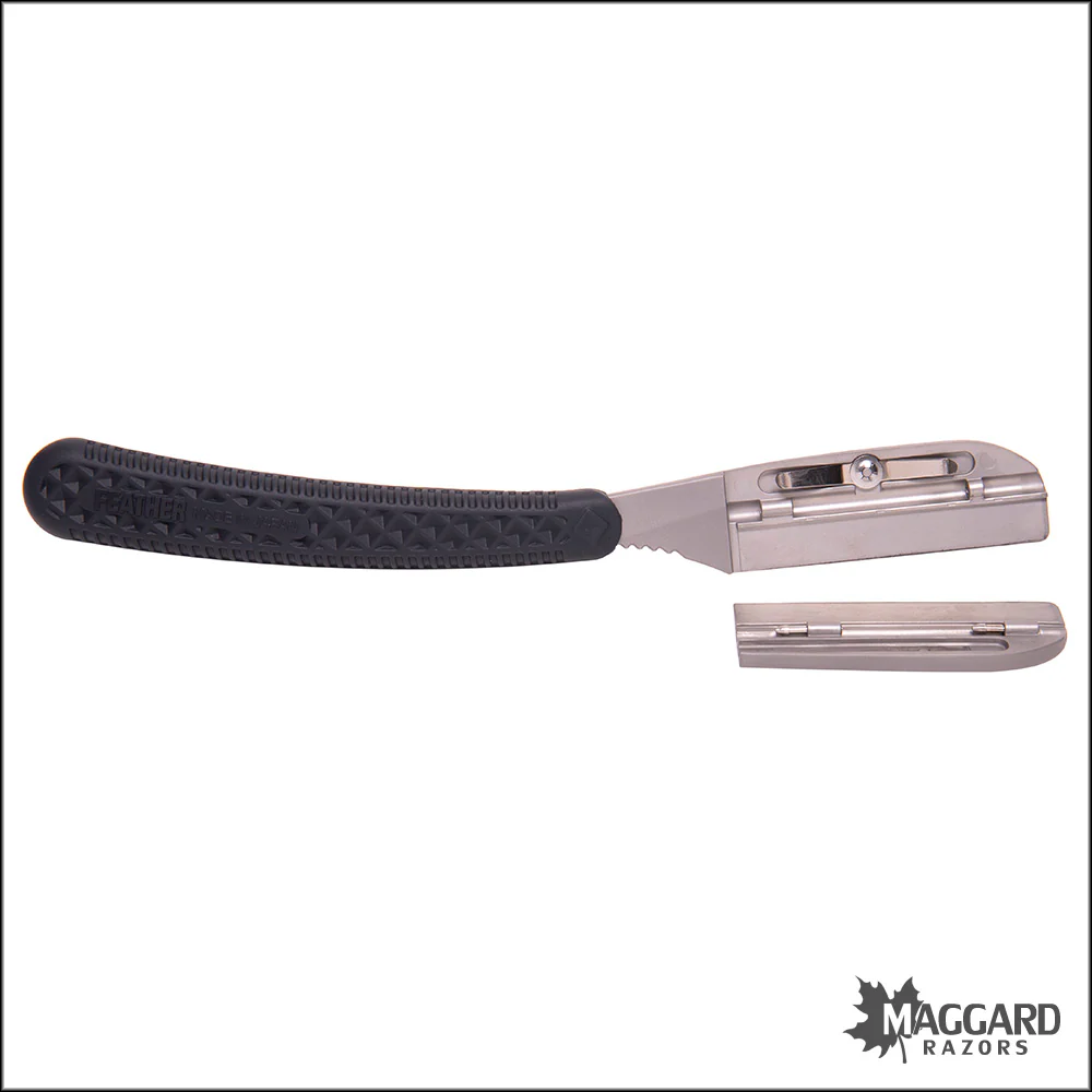 Feather Artist Club SR Kamisori Fixed Straight Razor Shavette, Black Handle - Image 4