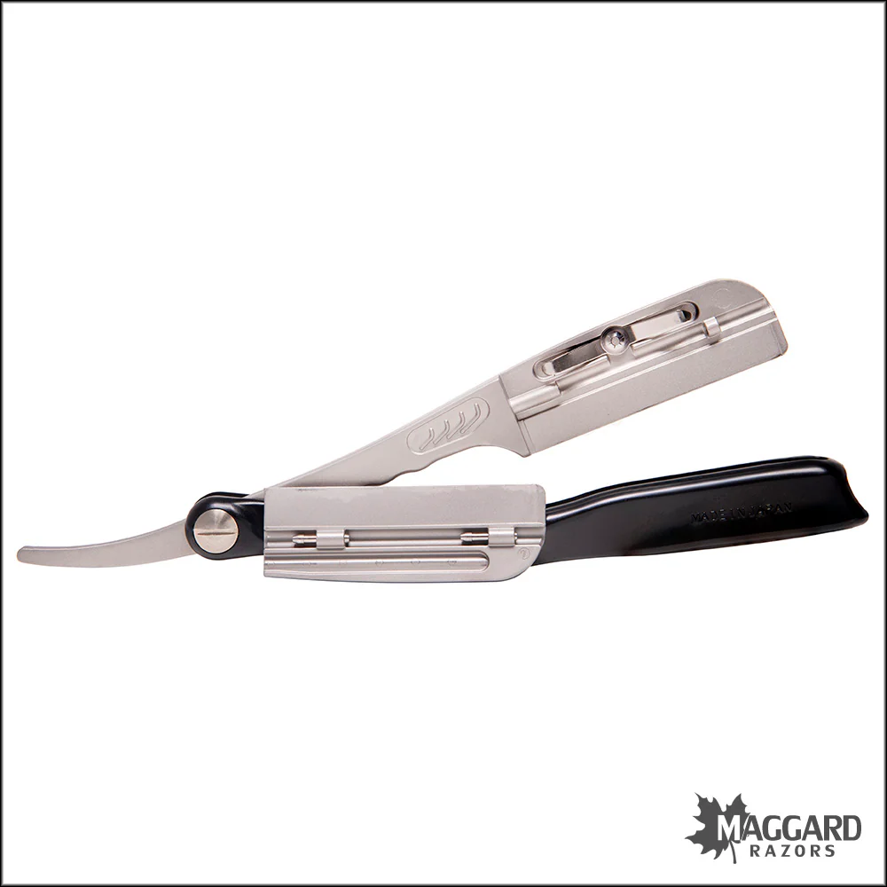 Feather Artist Club SS Folding Straight Razor Shavette, Black Handle - Image 6