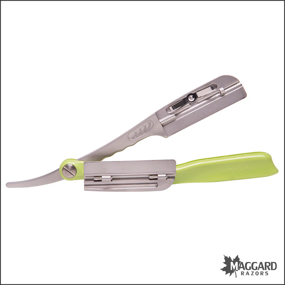 Feather Artist Club SS Folding Straight Razor Shavette, Lime Handle - Image 6