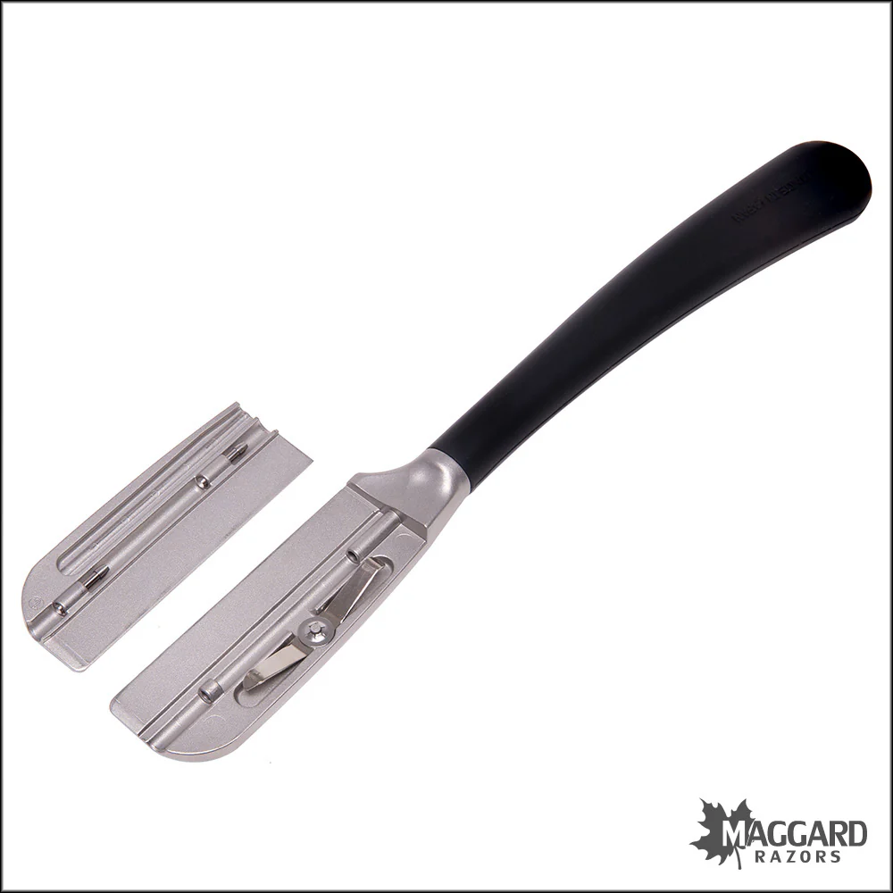 Feather Artist Club SS Kamisori Fixed Straight Razor Shavette, Black Handle - Image 3