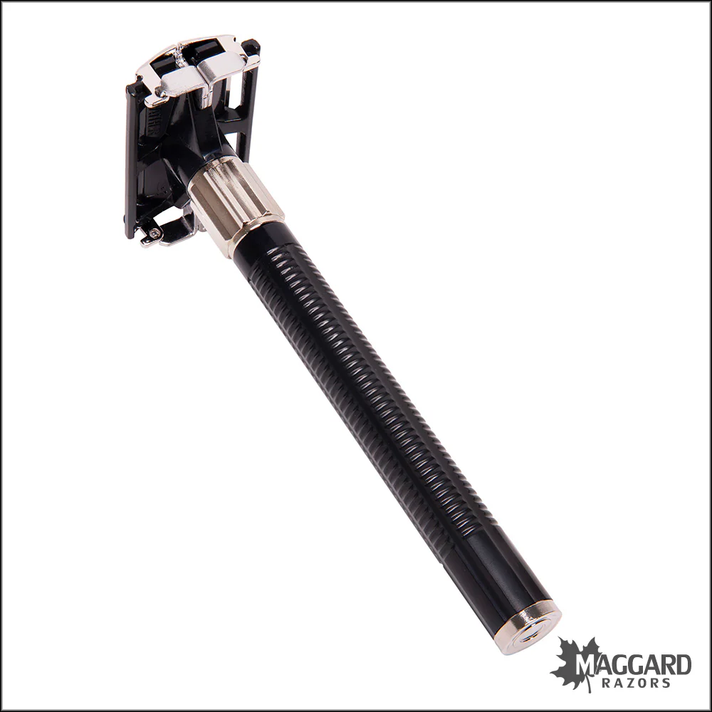 Feather Popular FH-H Twist to Open Double Edge Safety Razor, Black Handle - Image 4