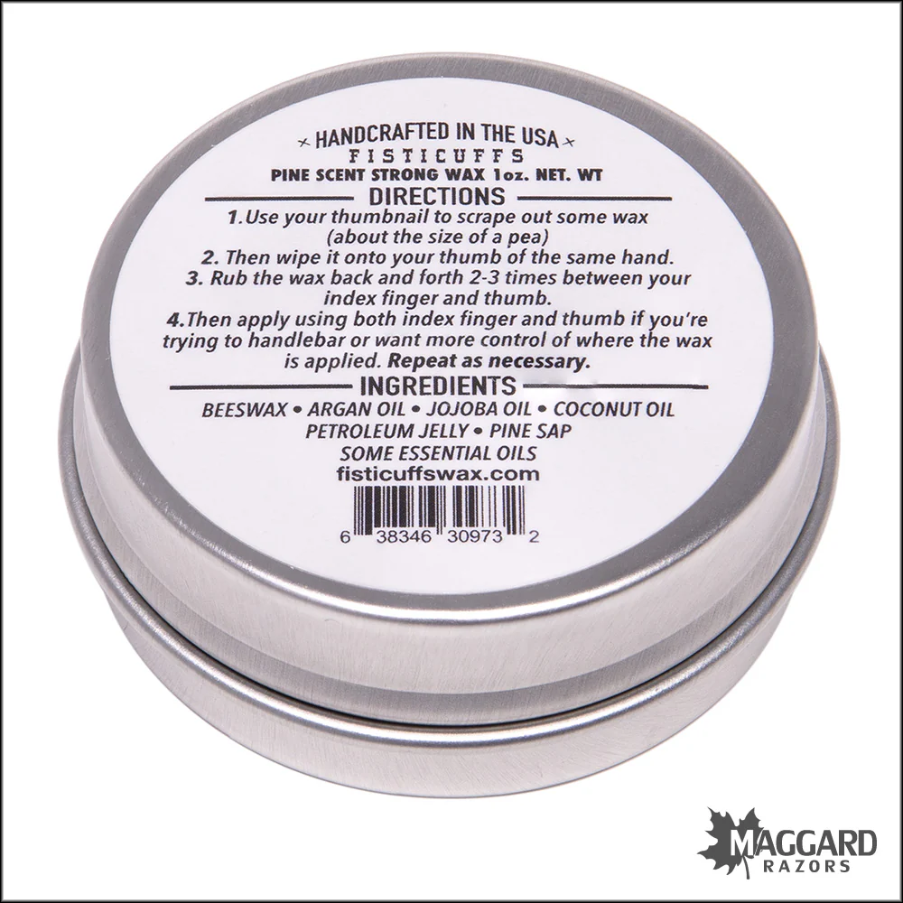 Fisticuffs Mustache Wax Strong Hold, 1oz Tin - Pine Scent - Image 3