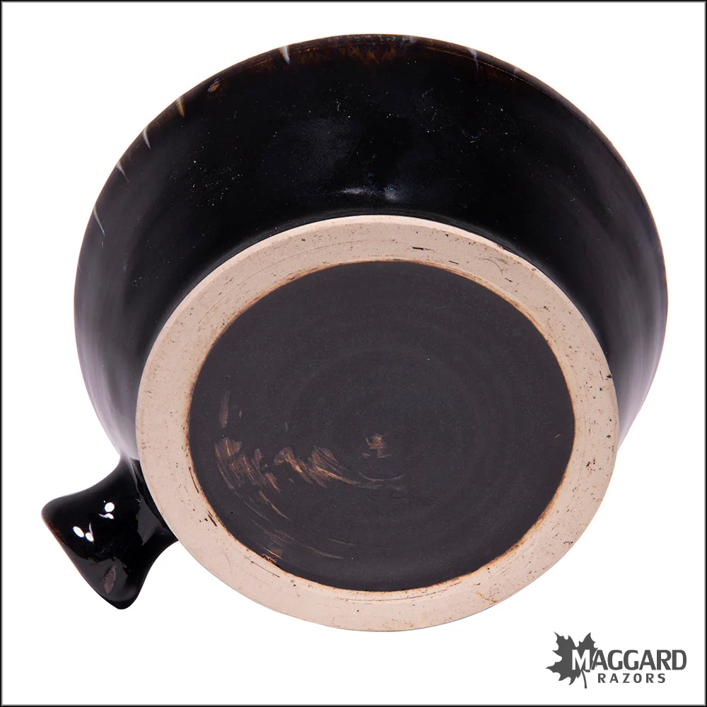 Heather Wright 2024-017 Black and Green Handmade Ceramic Lather Bowl with Thumb Handle - Image 3