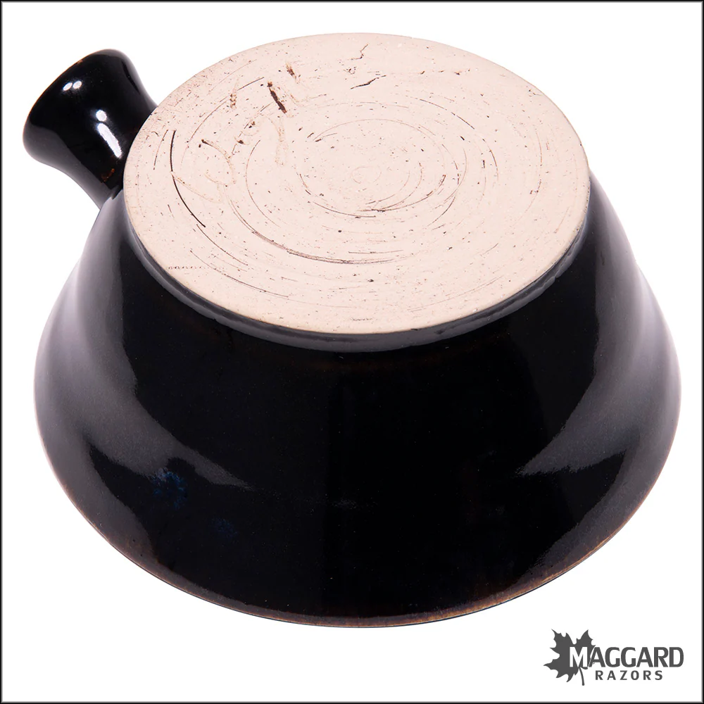 Heather Wright 2024-018 Black and Blue Handmade Ceramic Lather Bowl with Thumb Handle - Image 3