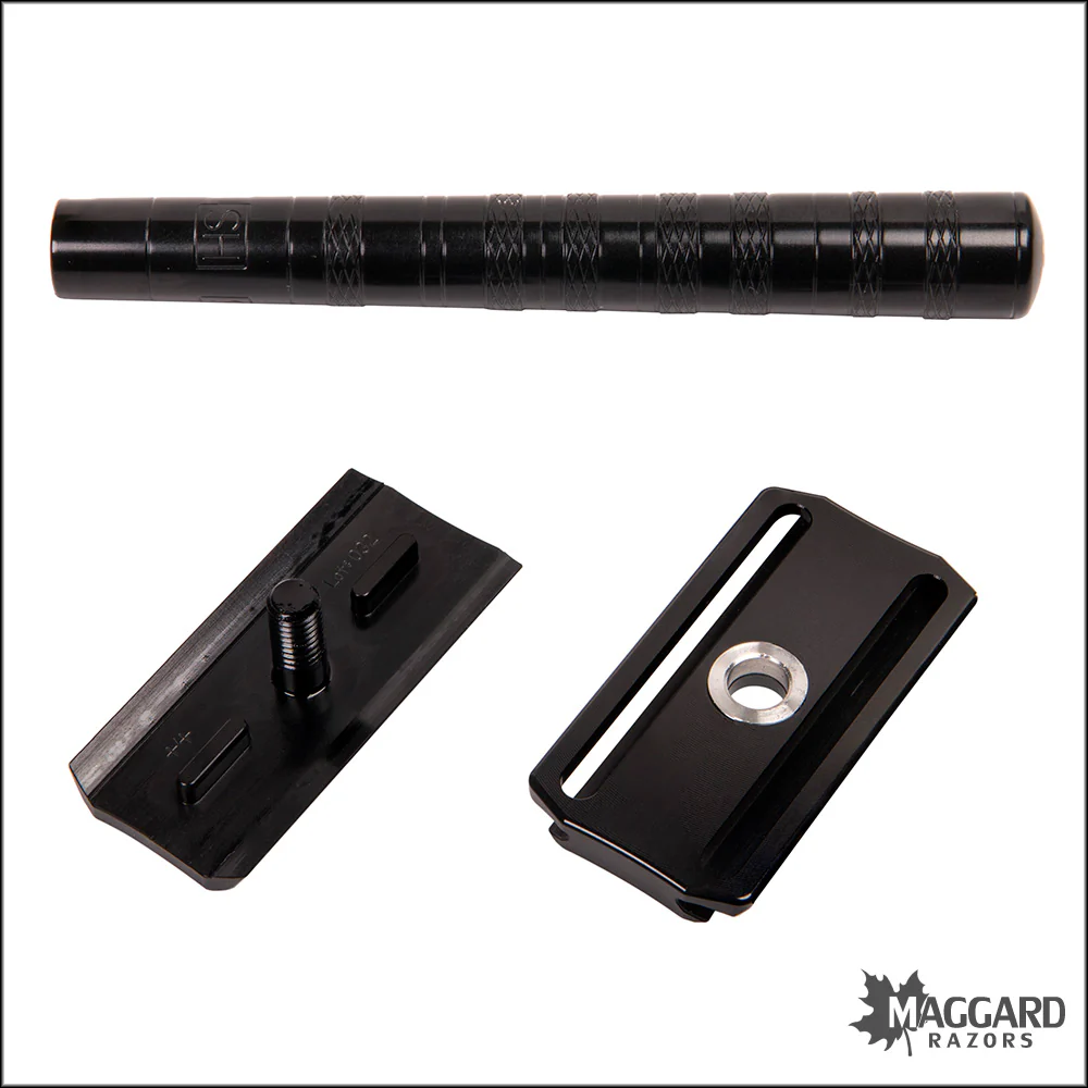 Henson Shaving AL13-M Black Machined Aluminum DE Safety Razor, Medium Exposure - Image 3