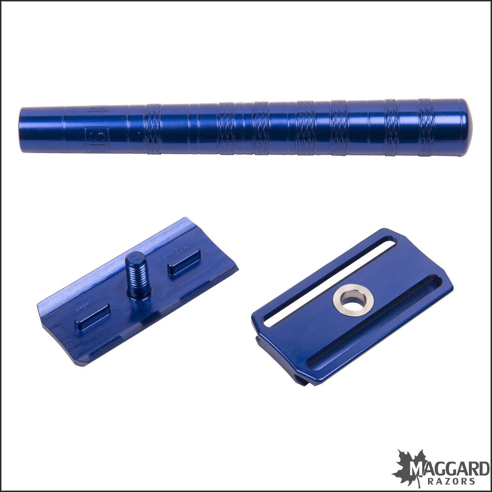 Henson Shaving AL13-M Blue Machined Aluminum DE Safety Razor, Medium Exposure - Image 3