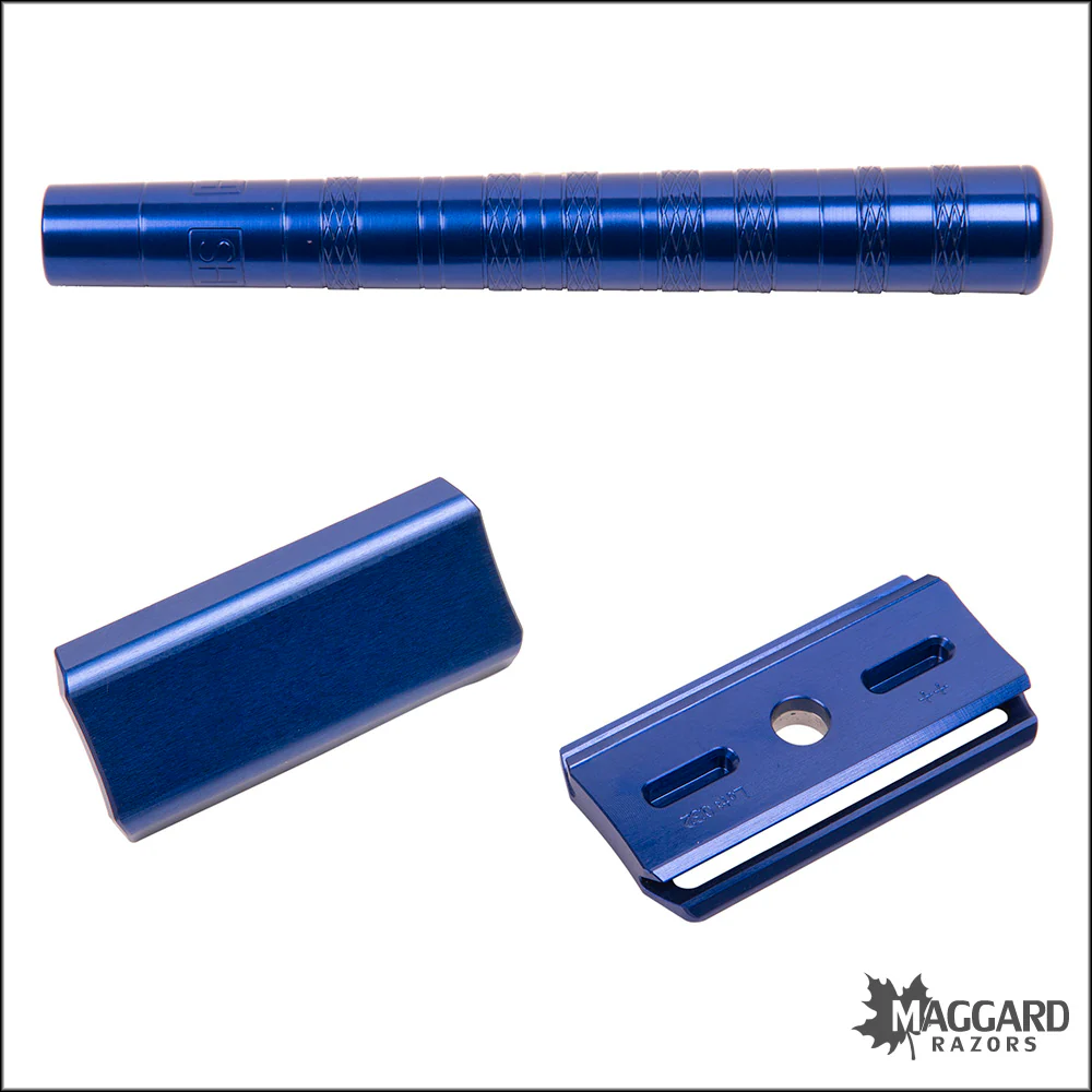 Henson Shaving AL13-M Blue Machined Aluminum DE Safety Razor, Medium Exposure - Image 4
