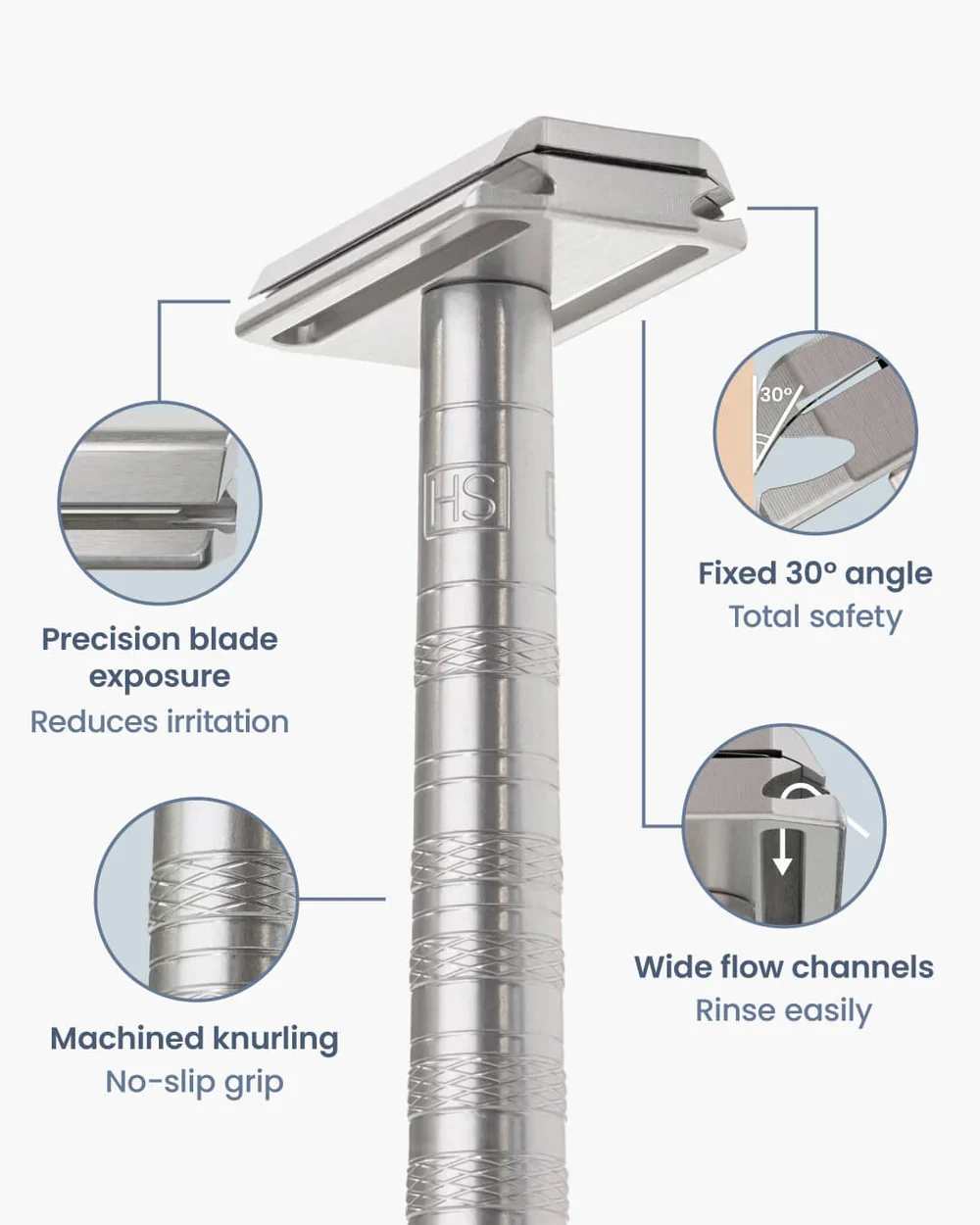 Henson Shaving AL13-M Blue Machined Aluminum DE Safety Razor, Medium Exposure - Image 5