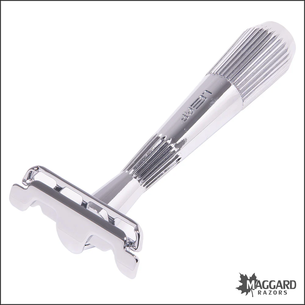 Leaf Thorn Single Edge Fixed Head Razor, with Starter Blades - Polished Chrome - Image 3