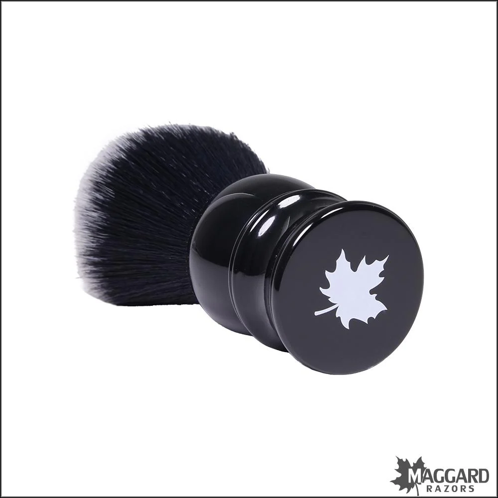 Maggard Razors Black Handle Black and White Synthetic Shaving Brush, 30mm - Image 4