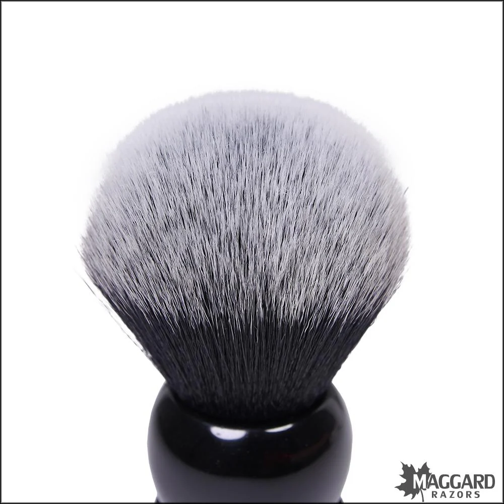 Maggard Razors Black Handle Black and White Synthetic Shaving Brush, 30mm - Image 5