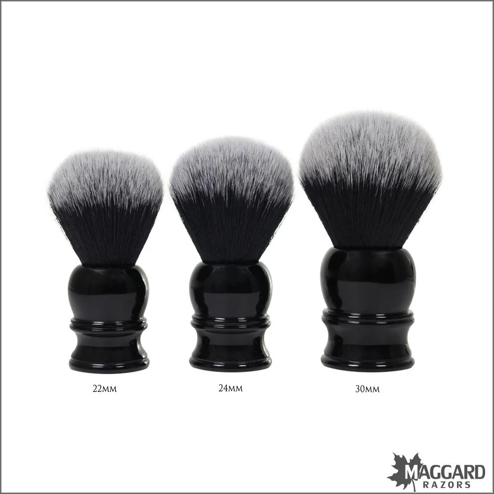 Maggard Razors Black Resin Handle Black and White Synthetic Shaving Brush, 22mm - Image 2