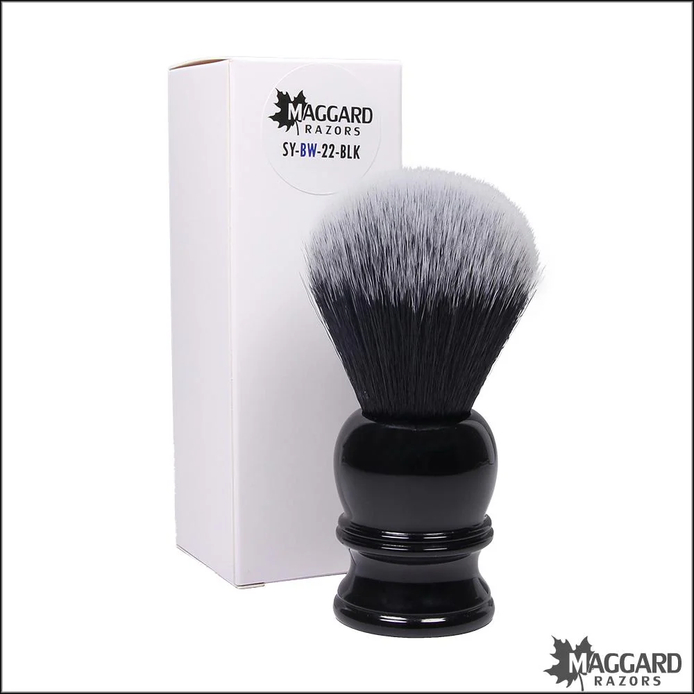 Maggard Razors Black Resin Handle Black and White Synthetic Shaving Brush, 22mm - Image 4