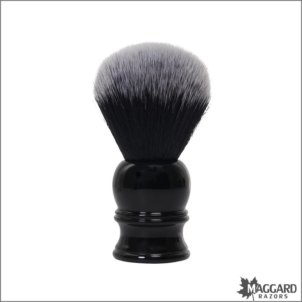 Maggard Razors Black Resin Handle Black and White Synthetic Shaving Brush, 24mm
