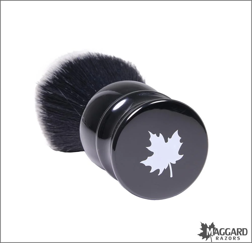 Maggard Razors Black Resin Handle Black and White Synthetic Shaving Brush, 24mm - Image 4