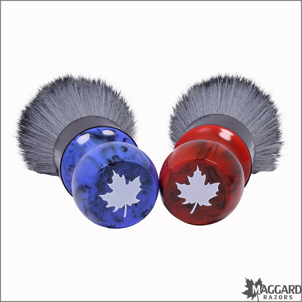 Maggard Razors Blue Swirl Two Piece Resin Handle Timberwolf Synthetic Shaving Brush, 24mm - Image 2
