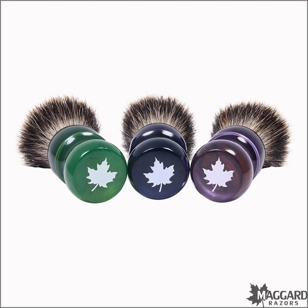 Maggard Razors Green Resin Handle Two Band Badger Fan Knot Shaving Brush, 24mm - Image 2