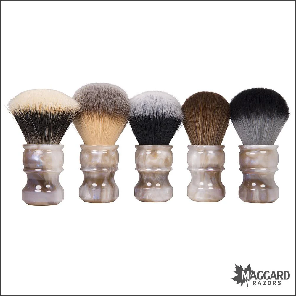 Maggard Razors Shaving Brush Handle Only, 25mm, 27mm, or 29mm - Sandy Pearl Base Color - Image 3