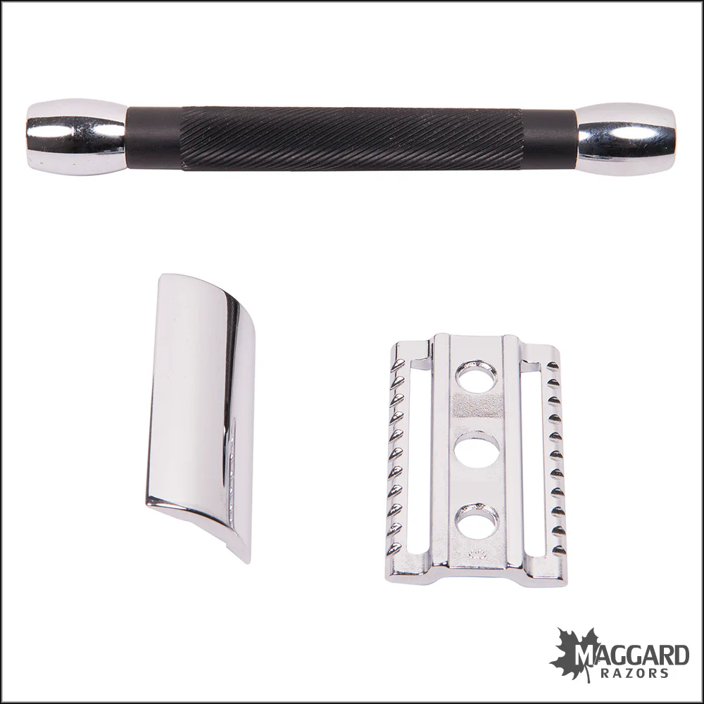 Merkur 20c Black Resin Handle Closed Comb DE Safety Razor - Image 3